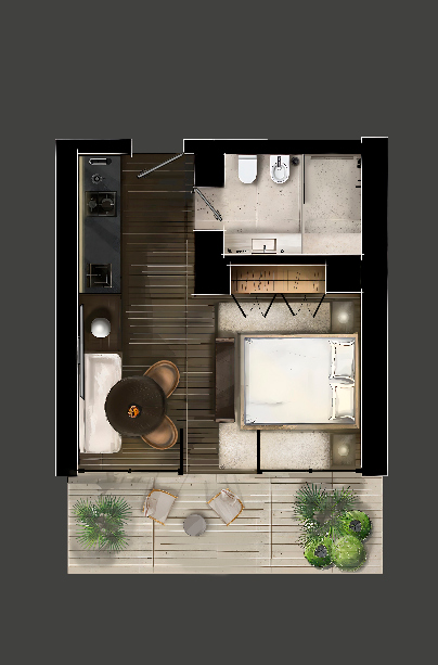 STUDIO WITH BALCONY Layout